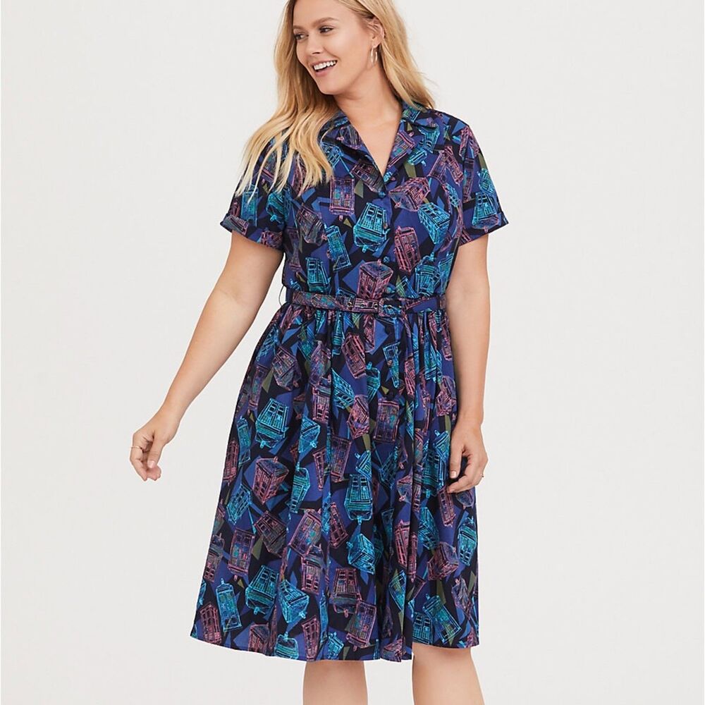 Torrid Her Universe Doctor Who Tardis Midi Dress Size 16 Pockets Cosplay